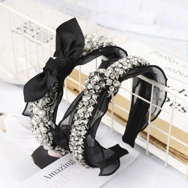 Ladies Headband Handmade Beading Hair Hoop Wedding Jewelry Wide Vintage Faux Pearl Rhinestone Hollow Gird Bowknot Lace Headwear
Ladies Headband Handmade Beading Hair Hoop Wedding Jewelry Wide Vintage Faux Pearl Rhinestone Hollow Gird Bowknot Lace Headwear