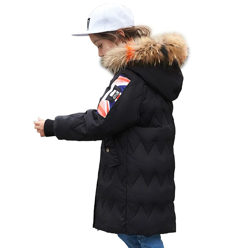 

Kids Girls Winter Jacket with Fur Collar Children girl Parka Clothes 2018 Long Warm Hooded Cotton Coats Big Size 8 10 12 14 Year