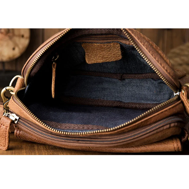 AETOO The original design of handmade cattle skin leisure single shoulder bag  mini bag men's purse slant bag waist bag 
