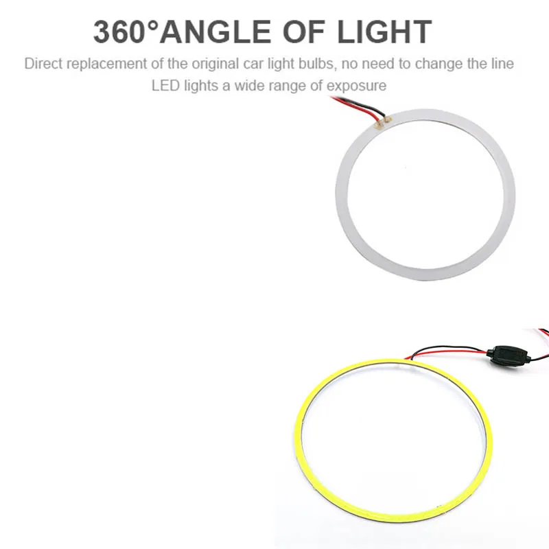 2 шт.(1 пара) белый 70 мм 60SMD COB Светодиодный фонарь ангельские глазки лампа Halo кольцевая лампа с корпусом