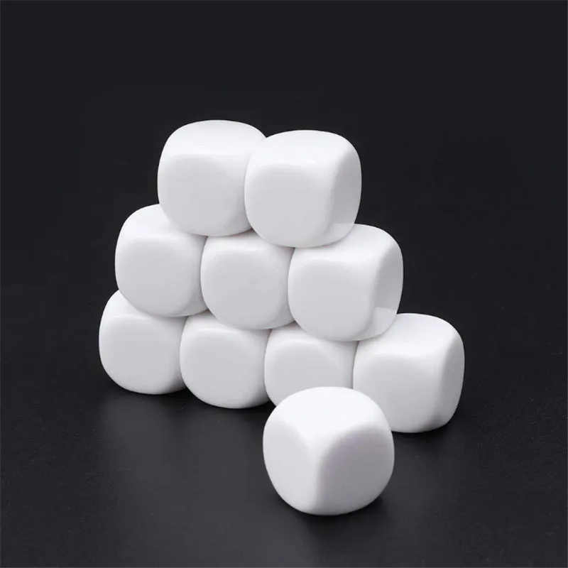 10pcs 10mm 12mm 14mm 16mm 18mm 20mm 25mm 30mm Blank D6 Acrylic White Dice With Round Corner For DIY Write Painting Graffiti 50pcs 12mm 14mm 16mm 18mm 20mm 25mm glossy d6 white blank dice light plate with square angle for kid diy write painting graffiti