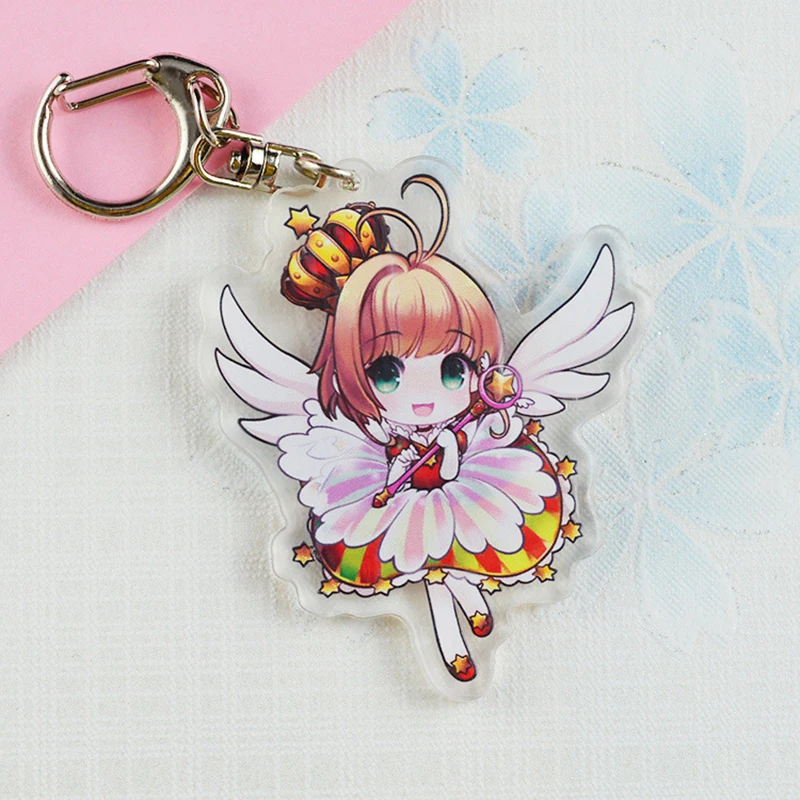 

Anime Kinomoto Cardcaptor Sakura Key Chain Pendant Acrylic Keychain Cartoon Kawaii Figure Keyring