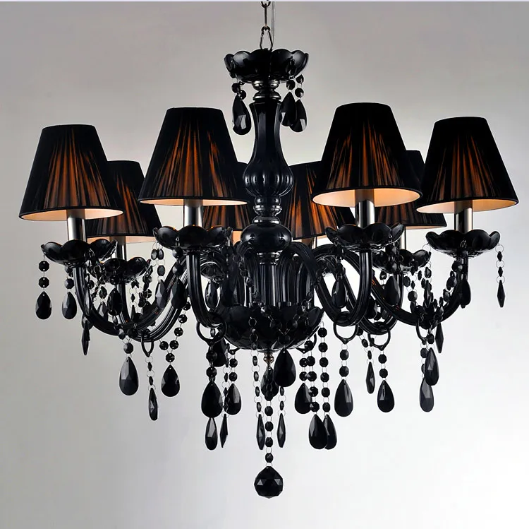 

8 Arm Cover Black Crystal Chandeliers Painted Hand Chandelier Light Cristal Lustre Best E14 LED Bulbs For Bedroom Living