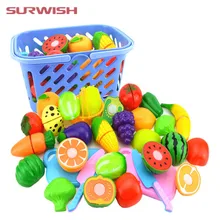 Surwish 23Pcs/Set Plastic Fruit Vegetables Cutting Toy Early Development and Education Toy for Baby – Color Random