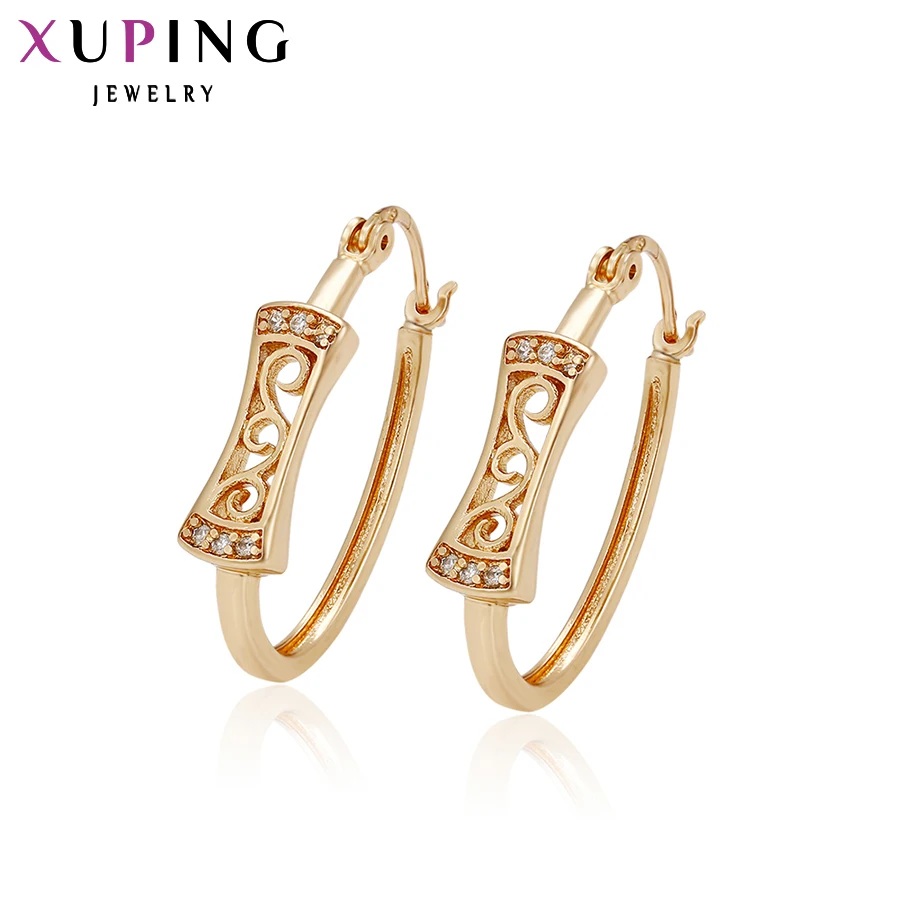 

Xuping Fashion Earring Gold Color Plated Synthetic CZ Hoop Earring New Design Jewelry High Quality Engagement Gift S27.3-90558