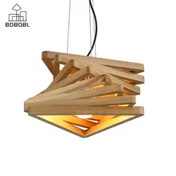 BDBQBL ар-деко деревянный светодиодный подвесные светильники Dia42cm E27 Лофт Hanglamp 90-260 V комнатная Подвесная лампа для Спальня Обеденная