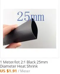 1 м/лот 2:1 Черный цвет; 40 мм Диаметр термоусадочные