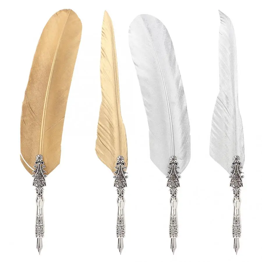 Vintage Classical Fountain Pen Sign Pen Calligraphy Feather Quill Dip Pen Set Feather Pen