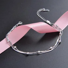 Серебряные бусины 925 пробы Крест цепи браслеты для женщин Простые крошечные свадебные браслеты pulseras plata de ley 925 mujer