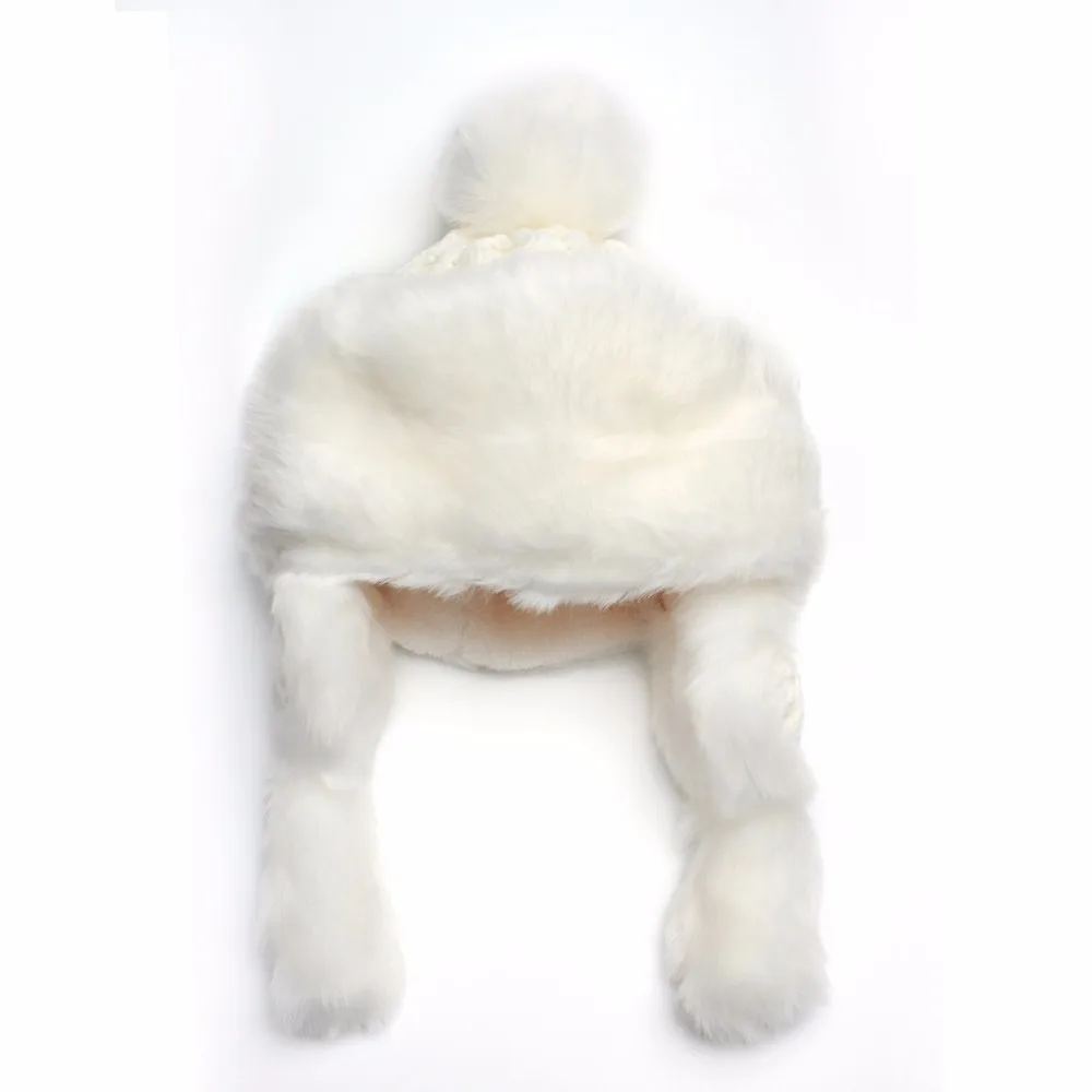 2016 Christmas Hats For Adults Women Winter Twisted Knit Beanies With Pompom Imitation Rabbit Hair Thick Warm Snow Earflap Cap (7)