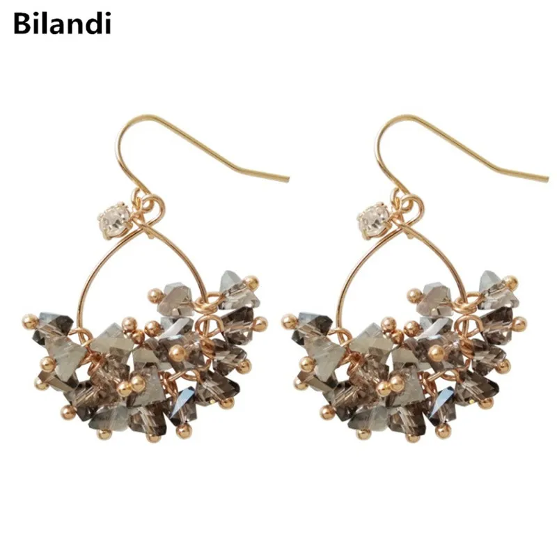 

Fashion New Designs Jewelry Metal Wire Teardrop Multi Glass Beads Earrings For Women accessories