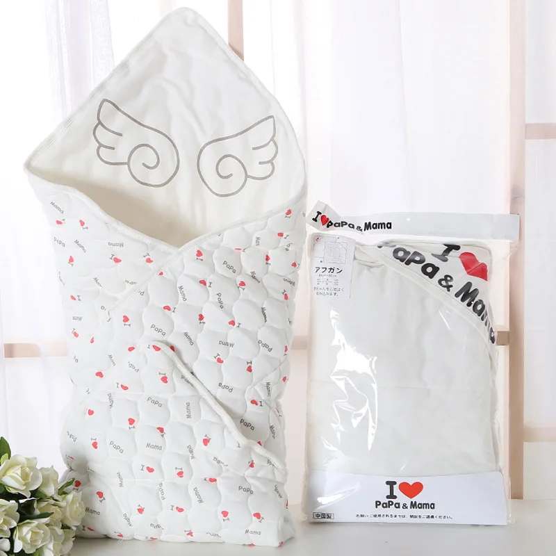 

Baby Swaddle 85*85CM Baby Blanket Two-sided Hooded Thick Warm Cotton Envelopes For Newborns Infant Wrap Baby Bedding Sleeping