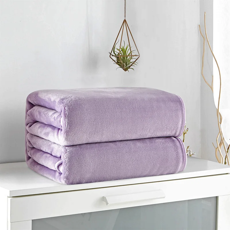 Purple Solid Color Fleece fleece blanket adult Multi size Cheap