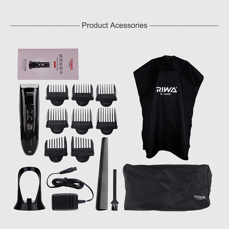 

Titanium Ceramic Electric Hair Trimmer Washable Rechargeable Hair Clipper Professional Barbershop Hair Cutting Machine Men 31