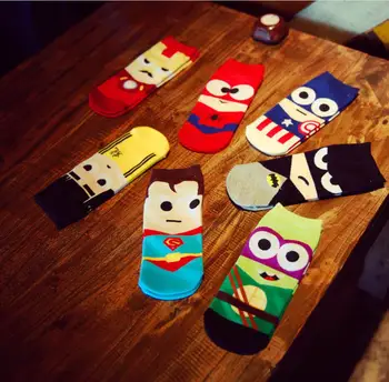 

5 Pairs Set Marvel Socks Avengers Hero Boat Socks Superman Captain USA Arrowman Bruce Lee Character Pattern Superheroes Sock