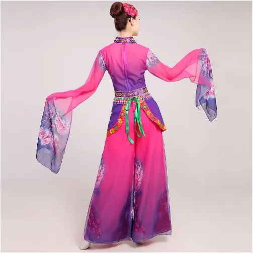 Customize woman peony Embroidery long sleeves Chinese classical dance costums water sleeves Ancient Fairy wear for performance