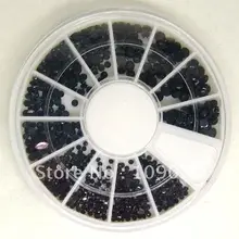 Черный цвет круглый размер ногтей ящичек для страз