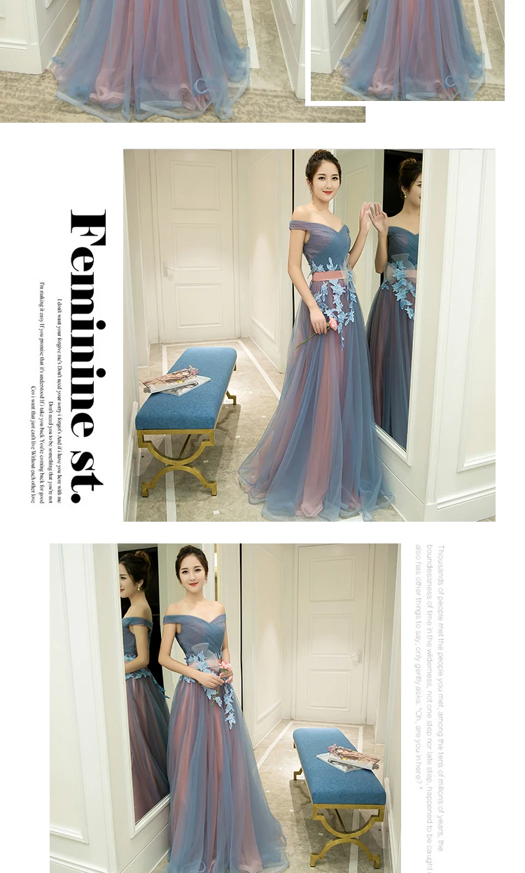 2 Styles Sleeveless Floor Length Prom Dress Lace Up Long Prom Dress Blue Strapless Evening Dress Appliques Prom Dresses FD29