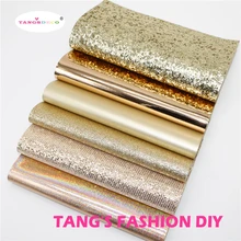 6 pces -- 20x22cm diy cabelo arco material rosa ouro cor mix couro sintético do plutônio conjunto