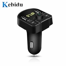 Автомобильное зарядное устройство Kebidu с двумя USB, Bluetooth, для телефона, зарядное устройство, fm-передатчик, MP3 радио, плеер, напряжение, светодиодный дисплей, поддержка карт TF, USB