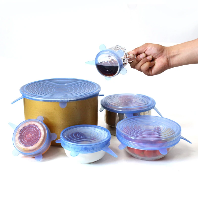 

6pcs/set Silicon Stretch Lids Universal Lid Silicone Food Saran Wrap Bowl Pot Cover Kitchen Gadgets Accessories Supplies