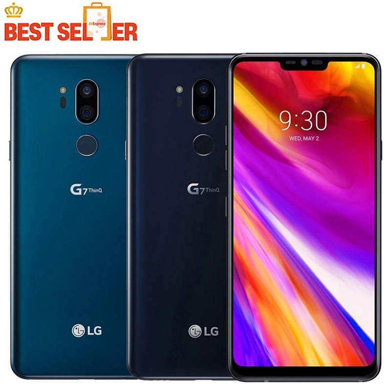 

Unlocked LG G7, ThinQ G710EM G710N 64G 4G Snapdragon 845 LTE Android Octa Core Rear Camera Dual 16MP 2160P 6.1" NFC Mobile Phone