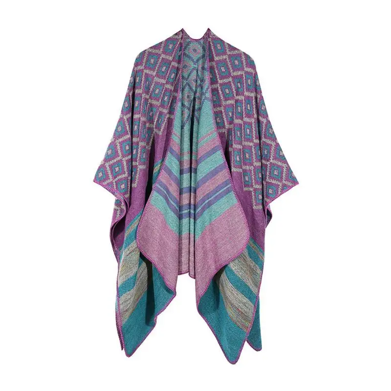 Ladies Dots Knitted Cape Three Button Wrap Shawl Womens Warm Poncho Jumper Top