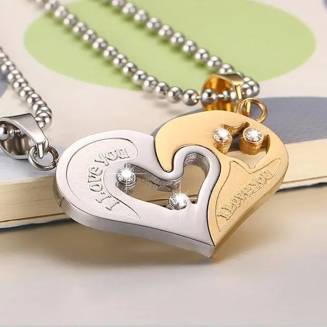 Мужская цепочка из нержавеющей стали черное сердце любовь ожерелье для пар корейские женские модные трендовые парные Подвески Модель - Окраска металла: gold