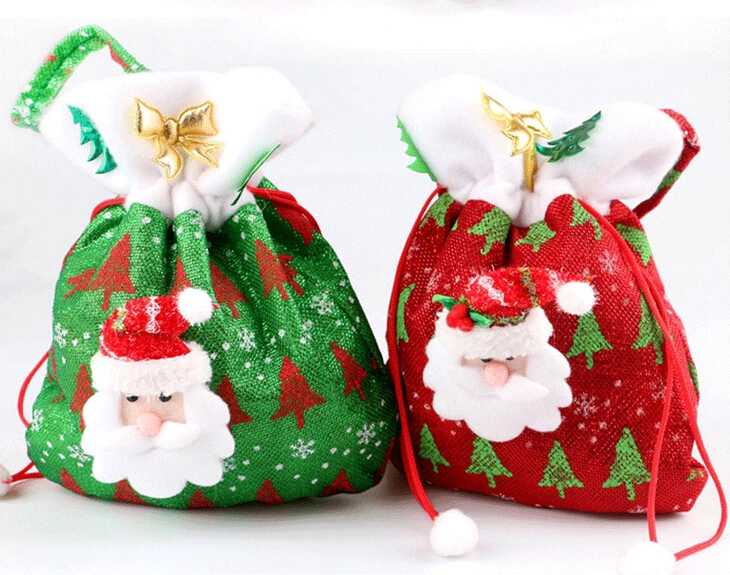 Санта+ Снеговик Рождество украшения подарок мешок конфет Свадебные украшения 3 шт./лот