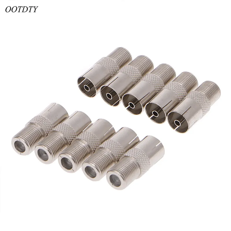 

10 Pcs F Type Female Jack To TV PAL Female Jack RF Coaxial Adapter Connector