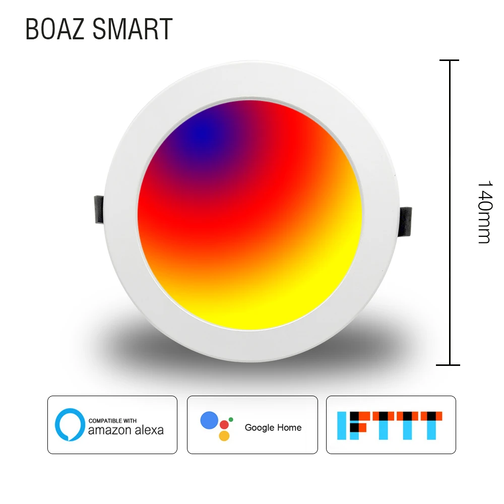 Boaz EU Plug Wifi Интеллектуальный светильник 4 дюйма с регулируемой яркостью светодиодный светильник Голосовое управление от Alexa Tuya Smart APP круглый светильник для внутреннего дома светильник