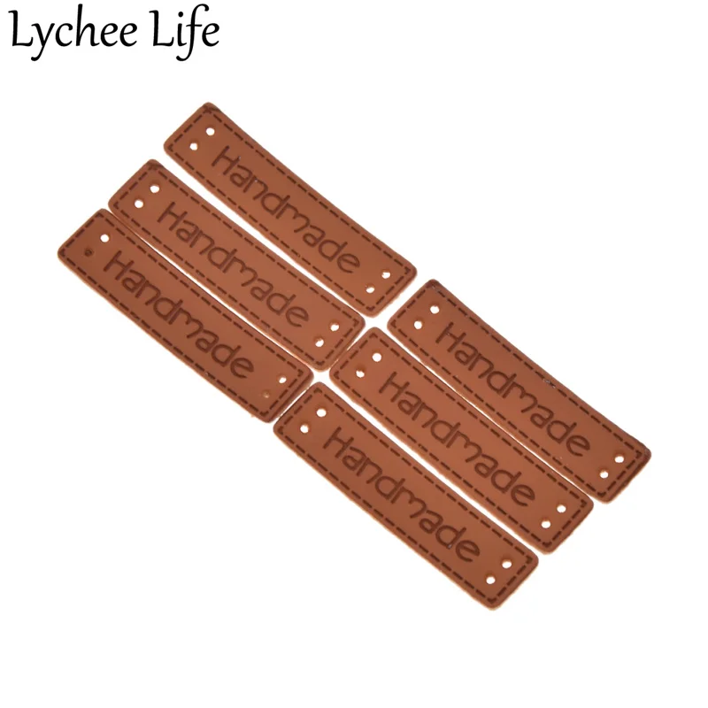 Lychee Life 50 шт. из искусственной кожи этикетка ручной работы Вышивание одежды тиснение бирки DIY с фабрики Домашняя Коллекция Новое поступление - Цвет: Perforated