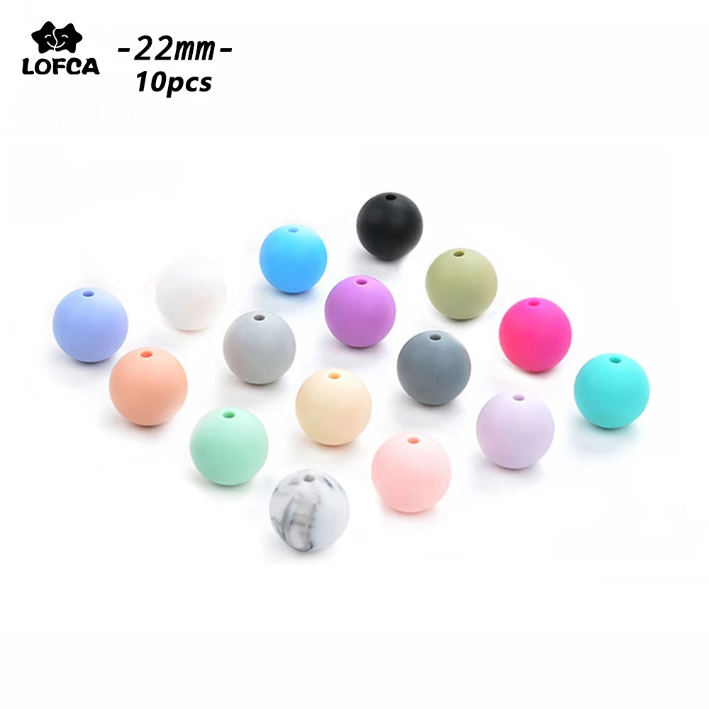 

LOFCA 10pcs 22mmRound Loose Round Silicone Teething Beads For Silicone Teething Necklace Silicone Beads Baby Teether BPA Free
