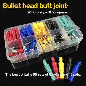 

50pcs/Set Electrical Wire Crimp Terminal Connectors Kit Fast 5Color Female Male Butt Terminal Connector Set
