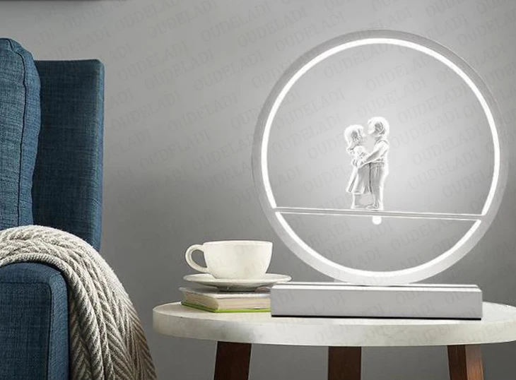 Lâmpada de Mesa com Controle Anjo Quarto Cabeceira Moderno Lâmpada Decorativa Casal Romântico Quente Remoto Escurecimento Luz Led 11 led moderno lâmpada decorativa casal romântico quente