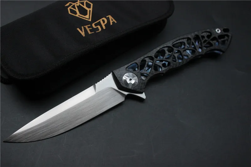 

VESPA Dmitry Sinkevich Custom folding Knife M390 Blade Carbon fiber+TC4 Handle flipper hunting knives outdoor Survival EDC tools