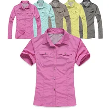 Новые женские летние Съемные рубашки для рыбалки Открытый спортивный быстрый сухой Сменные рубашки дышащие УФ-походная одежда для кемпинга