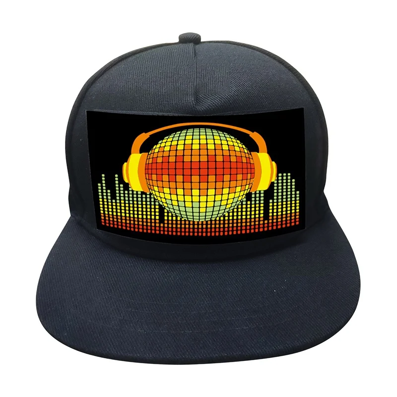 Светящаяся звуковая активированная бейсболка DJ светодиодный мигающий головной убор со съемным экраном для мужчин женские шапки - Цвет: A6