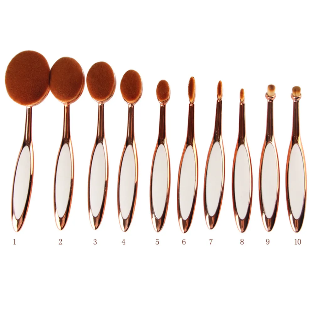 10pcs Pro Toothbrush Type Makeup Brush Oval Brush Set Multipurpose Makeup Brushes Set Hot Selling
