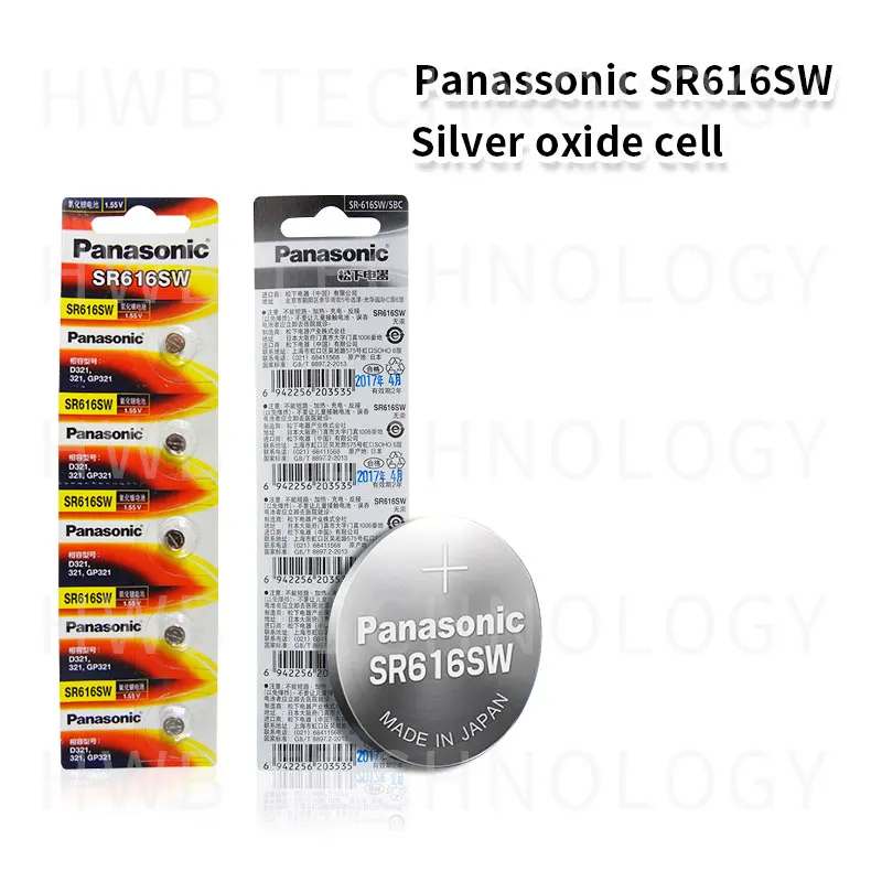 Оригинальный Panasonic 2 шт./лот SR616SW Серебряная оксидная кнопка батареи D321 321 GP321 6 8 мм *