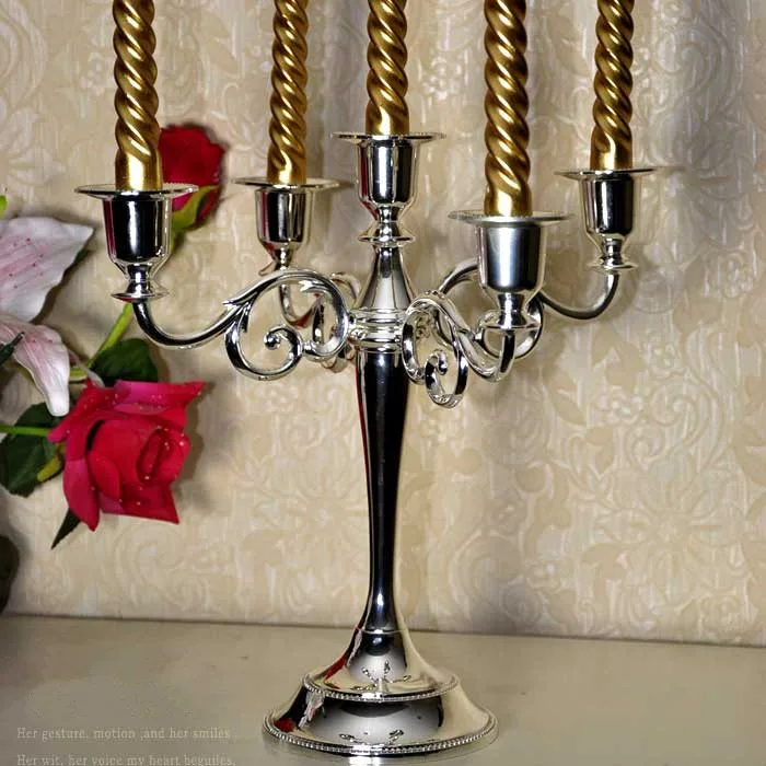 Boutique Wholesale 5 Light Silver Plated Candelabra Candle Holders Set