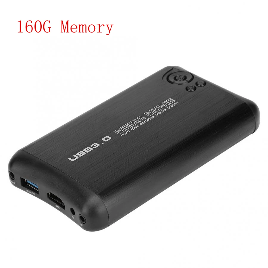 HD медиаплеер 2,5 дюймов SATA жесткий диск портативный медиаплеер USB хост HDMI и AV outpu 80G/120G/160G/320G/500G/G память опционально - Цвет: 160G