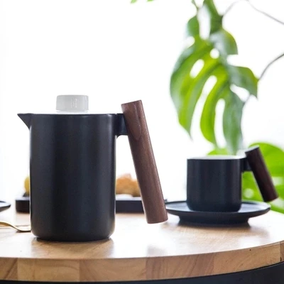 

Semi matte black tea set series ceramic cup coffee mug teapot