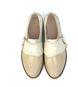 13 Цвет по выбору Ретро/Европейский Американский популярный из натуральной кожи дамские повседневные плоские Обувь Колледж ветер Брок обувь Оксфорд женский - Цвет: Nude rice white