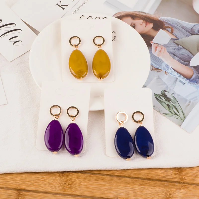 Trendy Dangle Fashion Resin Earrings for Women Big Long Geometric Red Acrylic Drop Earring Round Metal Wedding Gifts New Jewelry (3)