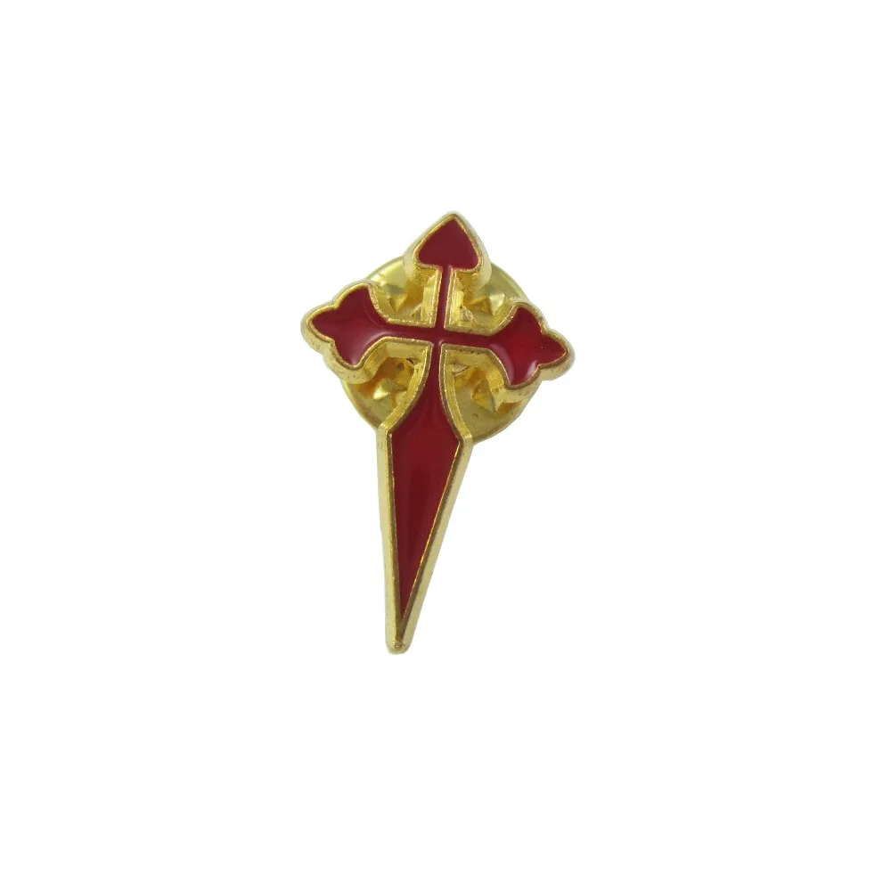 

50pcs of Gold Tone Red Religious Christian Brooches Cross Lapel Pin