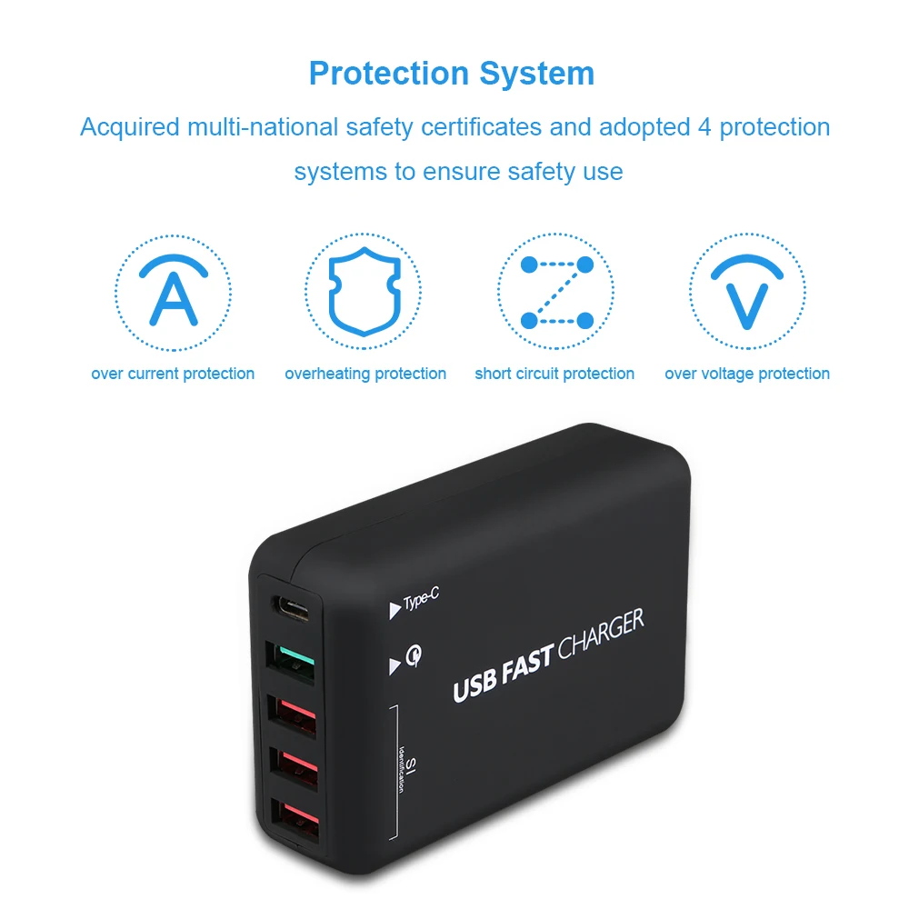 USB 3 0 Hub Quick Charge 5 портовый 6A настольный адаптер концентратор многопортовый