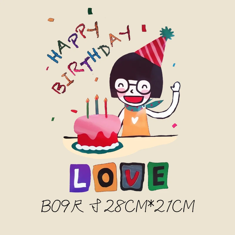 New 10PCS/1Lot Heat Transfer Love Happy Birthday Iron On Patches DIY