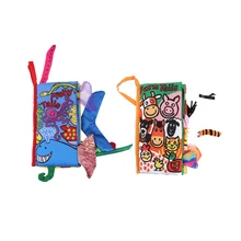Eco friendly Soft Cloth Book Baby Early Learning Toy Cute Cartoon Farm Animal Ocean Fish Tails