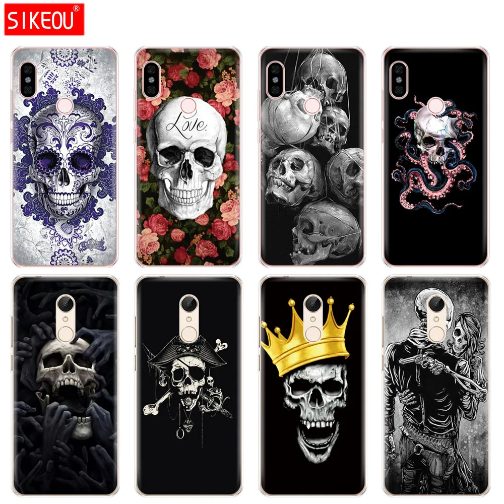 

Silicone Cover phone Case for Xiaomi redmi S2 Y2 6 5 2 3 3s pro PLUS redmi note 4 4X 4A 5A 6A skull skeleton ghost